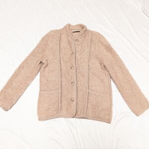 Pitlochry Mohair Wool Scottish Vintage Cardigan Coat  Textured With Pockets